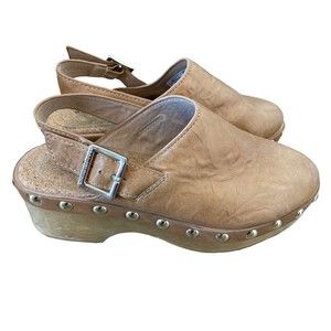 Anthropologie Kelsi Dagger Clogs Womens Size 6 Brown Stud Adjustable